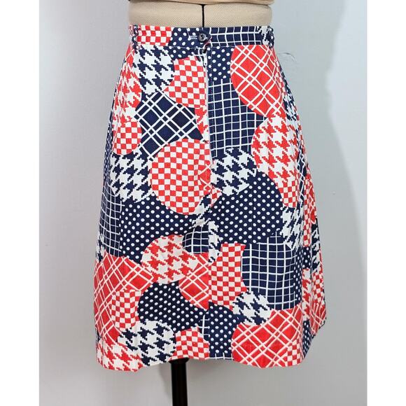 60s Blue/Red Patchwork Skort - Picture 4 of 7